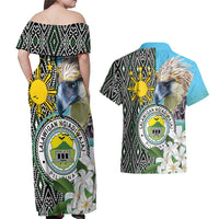 Cotabato Philippines Province Couples Matching Off Shoulder Maxi Dress and Hawaiian Shirt Filipino Eagle Sampaguita Tinalak Pattern