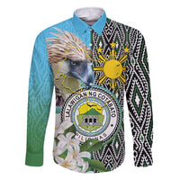 Cotabato Philippines Province Family Matching Off The Shoulder Long Sleeve Dress and Hawaiian Shirt Filipino Eagle Sampaguita Tinalak Pattern