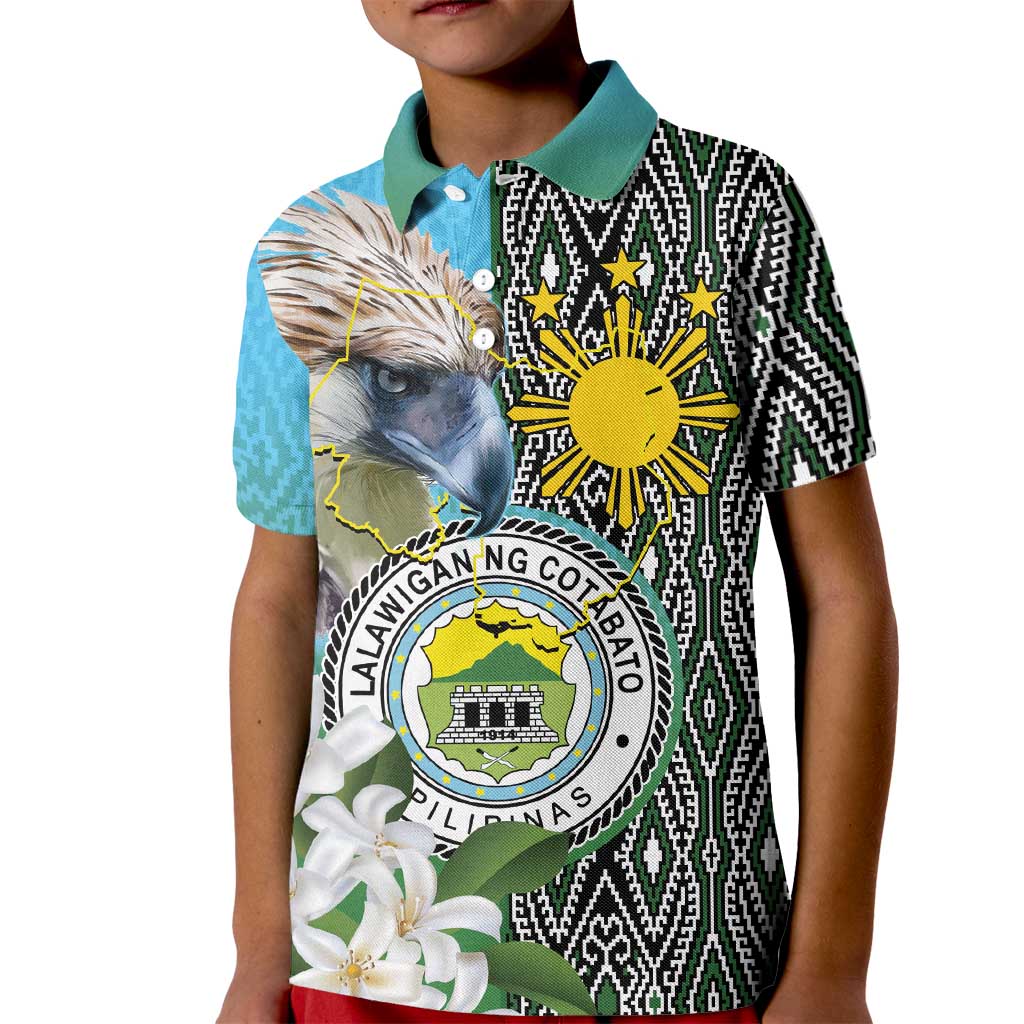 Cotabato Philippines Province Kid Polo Shirt Filipino Eagle Sampaguita Tinalak Pattern