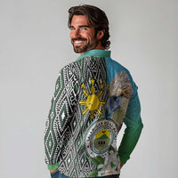 Cotabato Philippines Province Long Sleeve Polo Shirt Filipino Eagle Sampaguita Tinalak Pattern