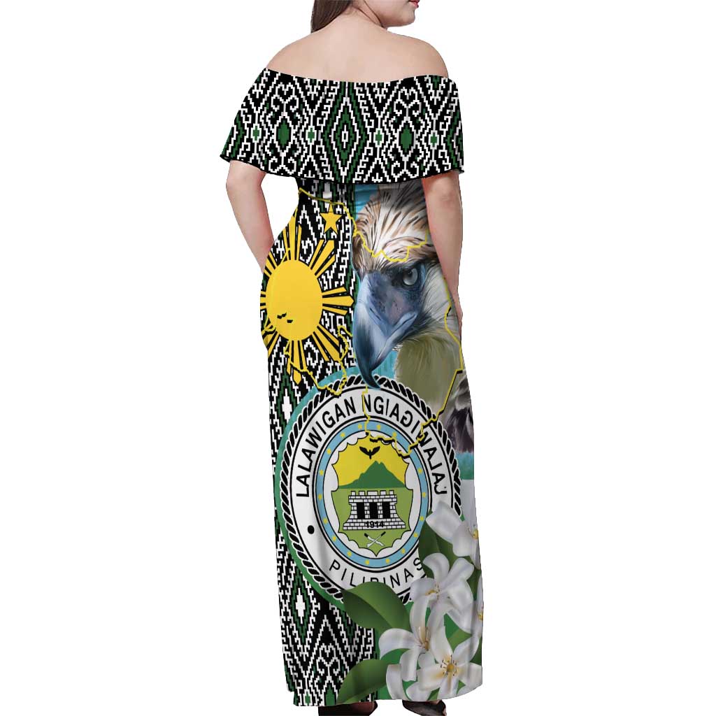 Cotabato Philippines Province Off Shoulder Maxi Dress Filipino Eagle Sampaguita Tinalak Pattern