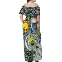 Cotabato Philippines Province Off Shoulder Maxi Dress Filipino Eagle Sampaguita Tinalak Pattern