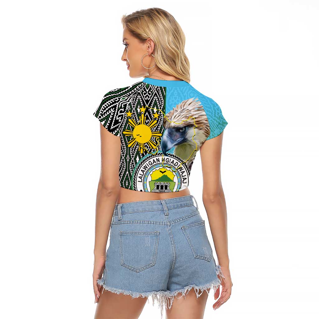 Cotabato Philippines Province Raglan Cropped T Shirt Filipino Eagle Sampaguita Tinalak Pattern