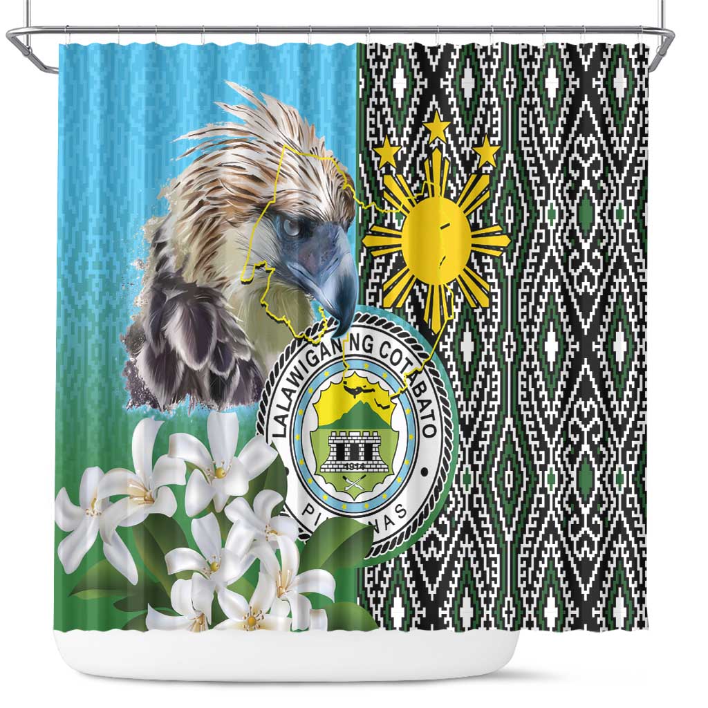 Cotabato Philippines Province Shower Curtain Filipino Eagle Sampaguita Tinalak Pattern