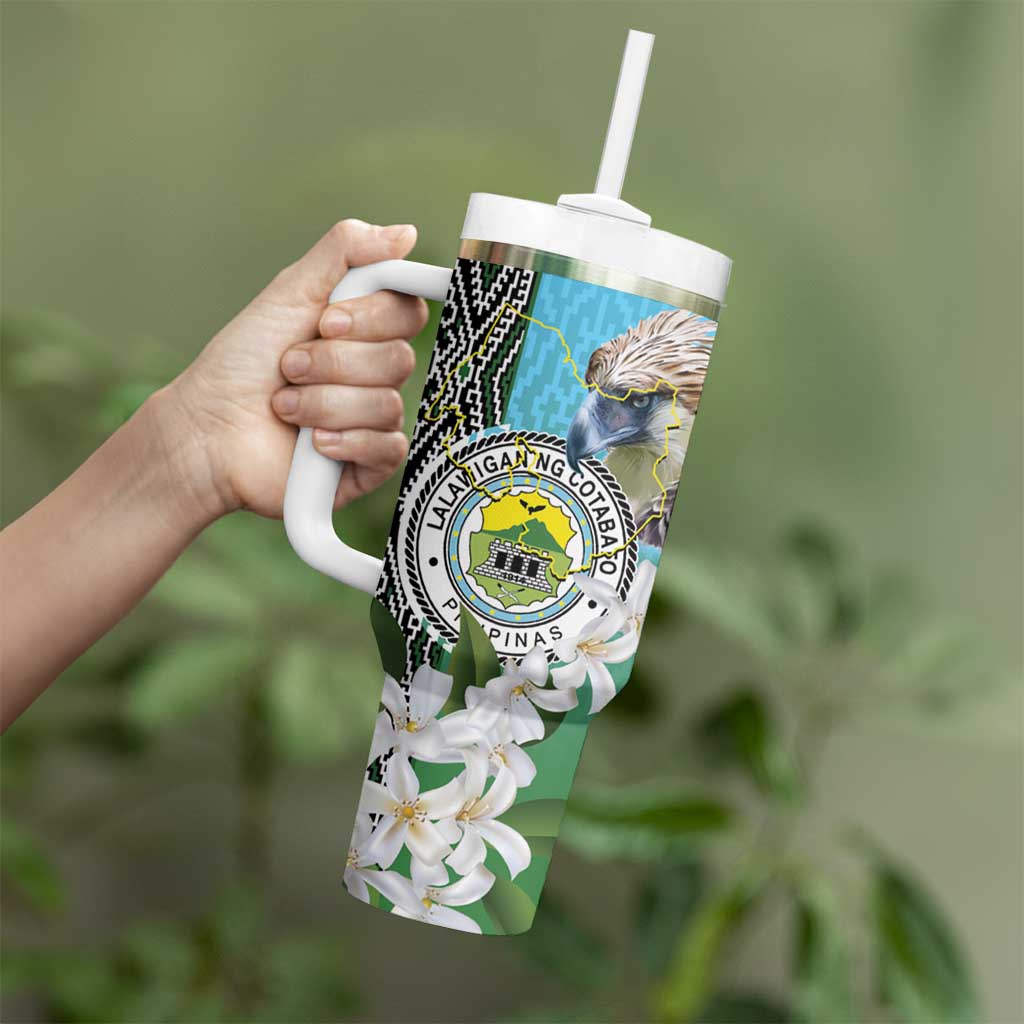 Cotabato Philippines Province Tumbler With Handle Filipino Eagle Sampaguita Tinalak Pattern