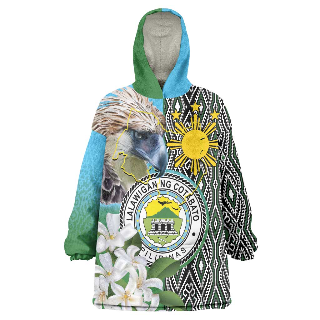 Cotabato Philippines Province Wearable Blanket Hoodie Filipino Eagle Sampaguita Tinalak Pattern
