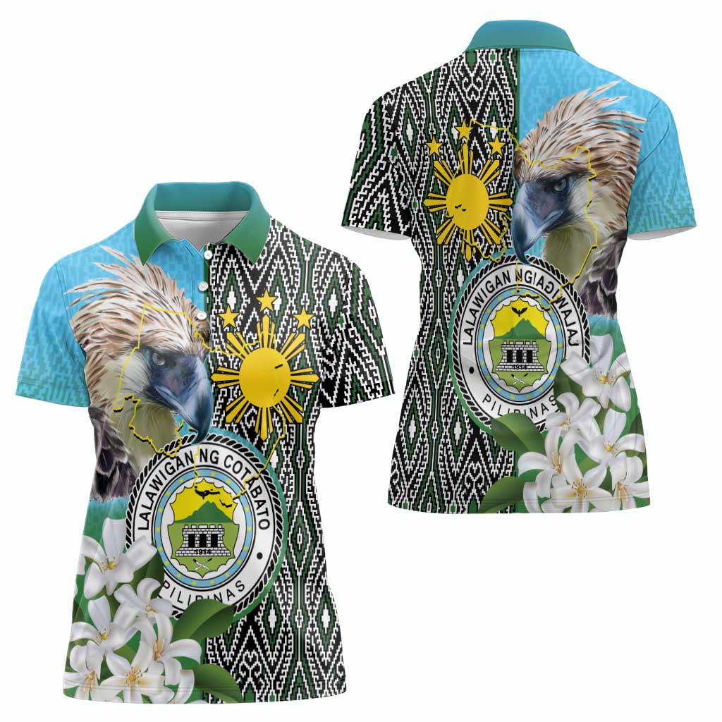 Cotabato Philippines Province Women Polo Shirt Filipino Eagle Sampaguita Tinalak Pattern
