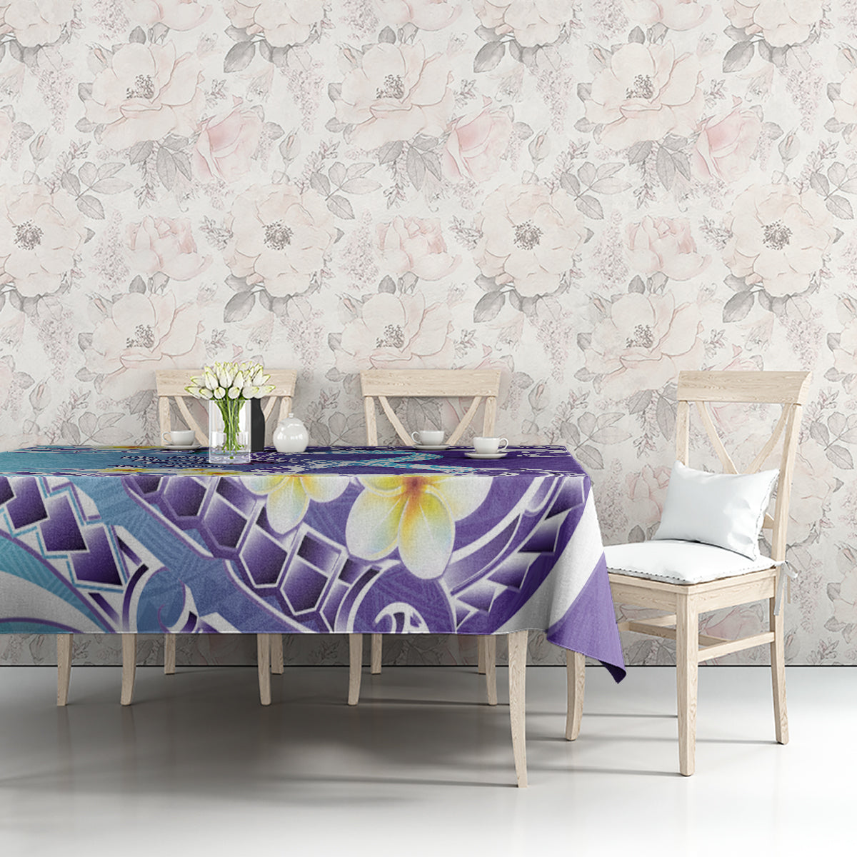 No Story Should End Too Soon Suicide Awareness Tablecloth Purple And Teal Polynesian Ribbon