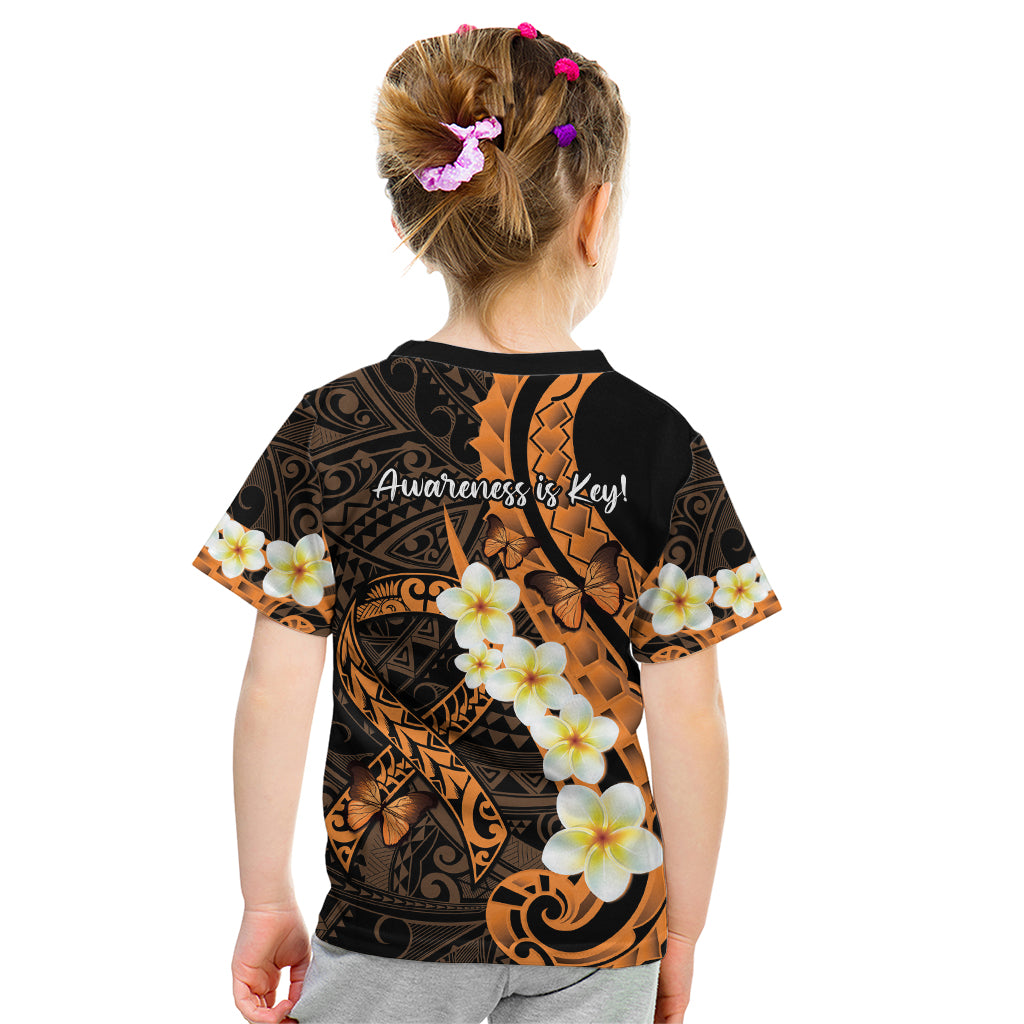 Liver Cancer Awareness Month Kid T Shirt Awareness Is Key Orange Polynesian Ribbon LT14 - Polynesian Pride