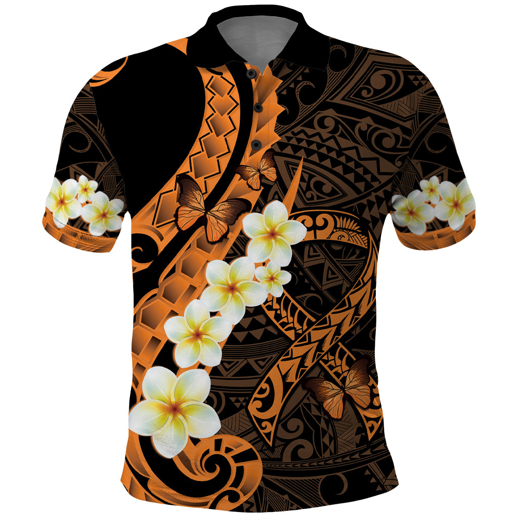 Liver Cancer Awareness Month Polo Shirt Awareness Is Key Orange Polynesian Ribbon