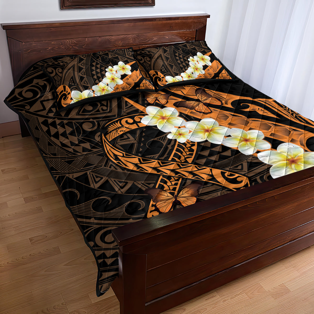 Liver Cancer Awareness Month Quilt Bed Set Awareness Is Key Orange Polynesian Ribbon