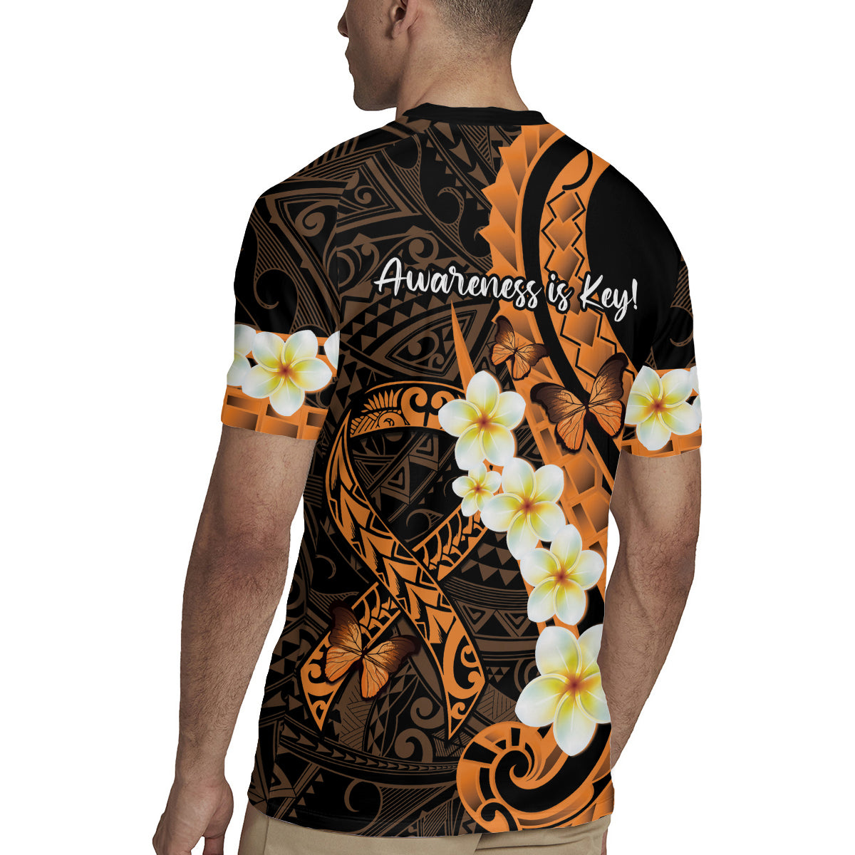 Liver Cancer Awareness Month Rugby Jersey Awareness Is Key Orange Polynesian Ribbon