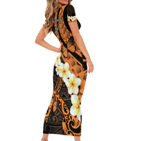 Liver Cancer Awareness Month Short Sleeve Bodycon Dress Awareness Is Key Orange Polynesian Ribbon