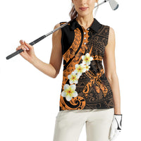 Liver Cancer Awareness Month Women Sleeveless Polo Shirt Awareness Is Key Orange Polynesian Ribbon