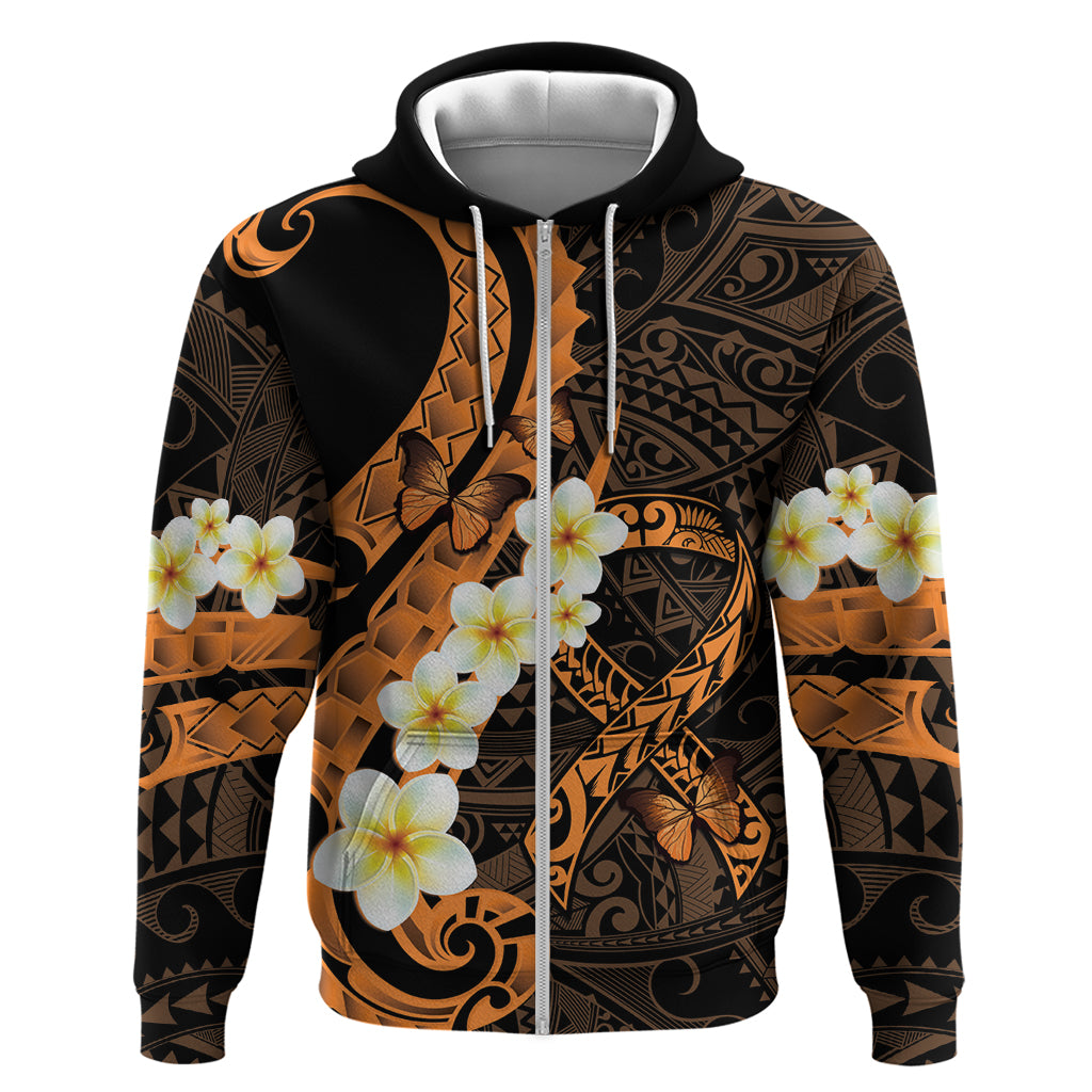 Liver Cancer Awareness Month Zip Hoodie Awareness Is Key Orange Polynesian Ribbon