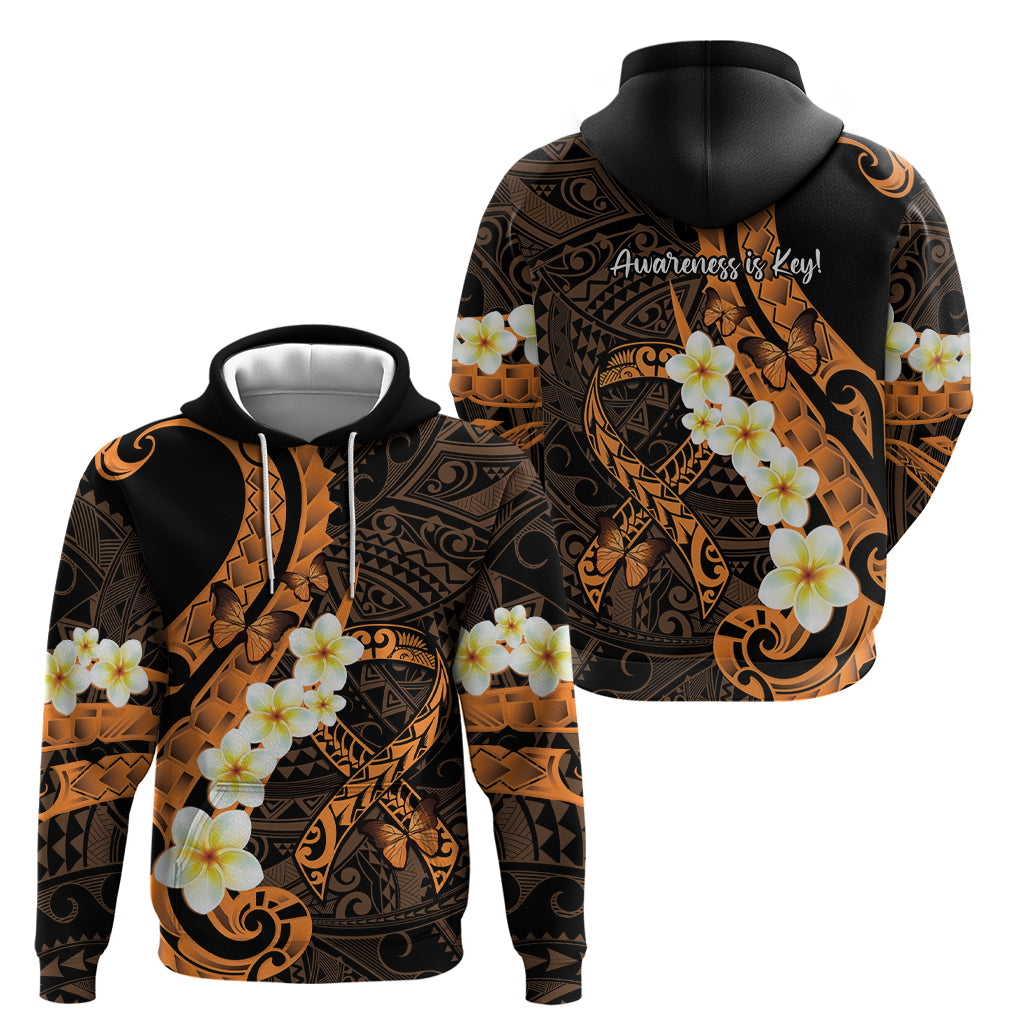 Liver Cancer Awareness Month Zip Hoodie Awareness Is Key Orange Polynesian Ribbon