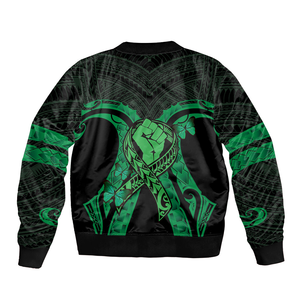 ADHD Awareness Month You Matter Bomber Jacket Green Polynesian Ribbon