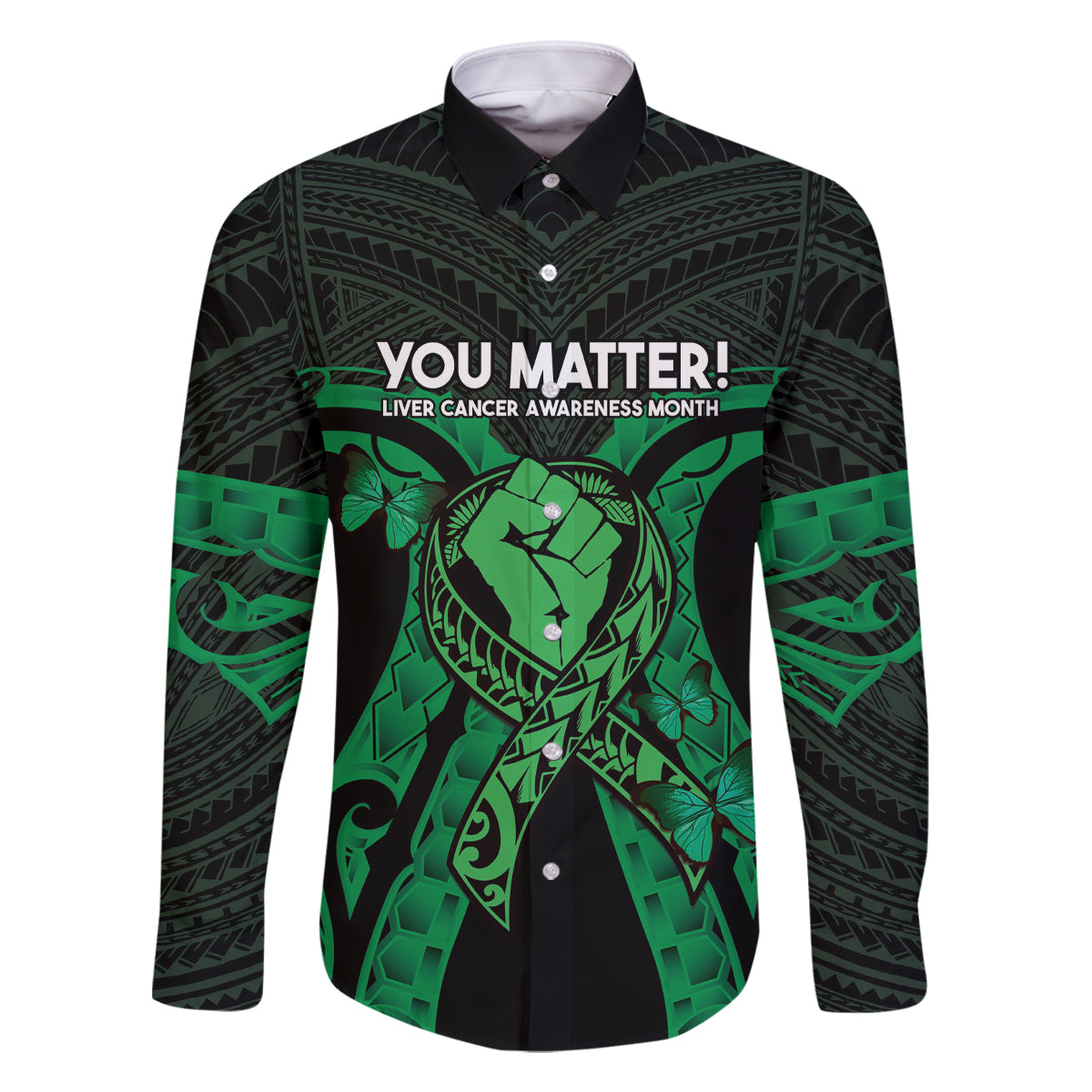 ADHD Awareness Month You Matter Family Matching Mermaid Dress and Hawaiian Shirt Green Polynesian Ribbon
