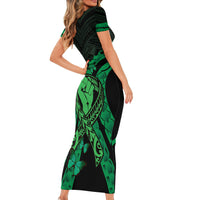 ADHD Awareness Month You Matter Family Matching Short Sleeve Bodycon Dress and Hawaiian Shirt Green Polynesian Ribbon