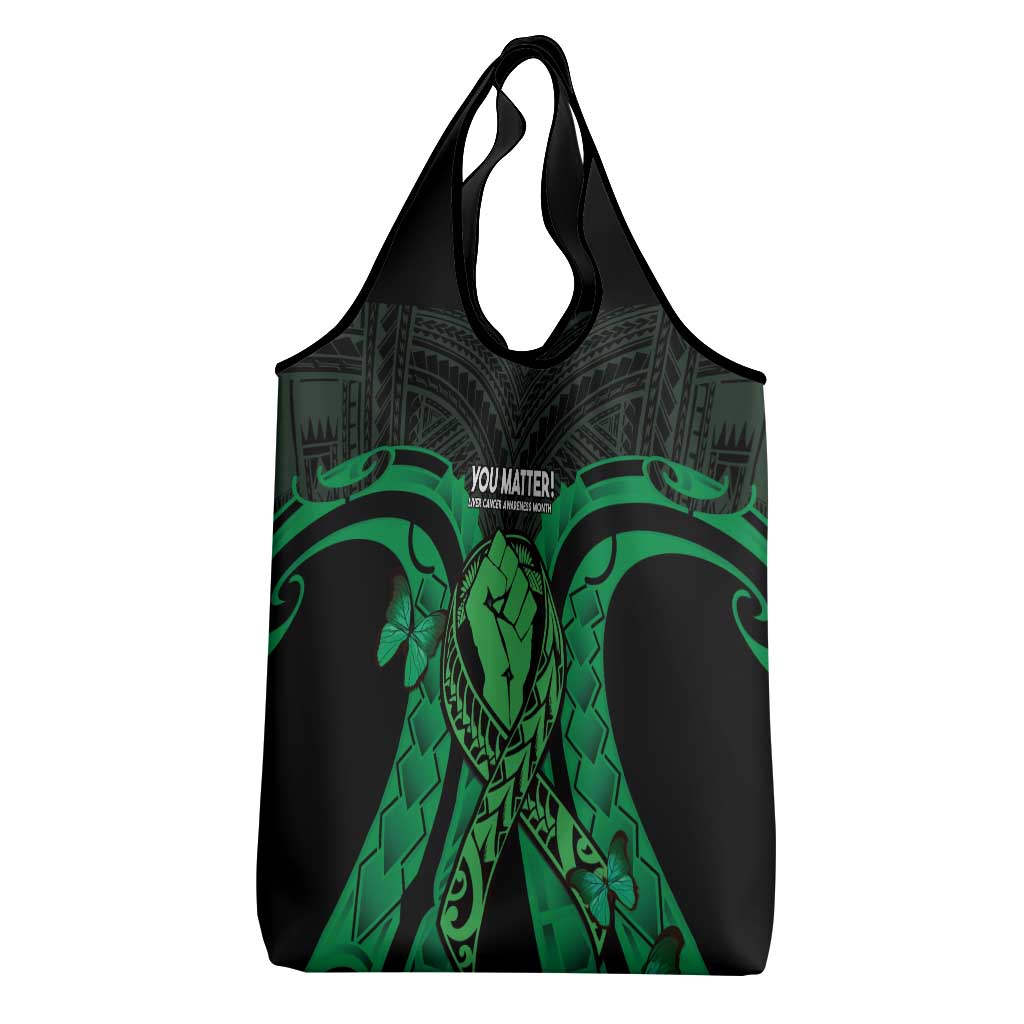 ADHD Awareness Month You Matter Grocery Bag Green Polynesian Ribbon