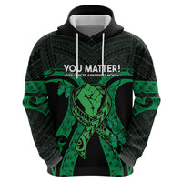 ADHD Awareness Month You Matter Hoodie Green Polynesian Ribbon