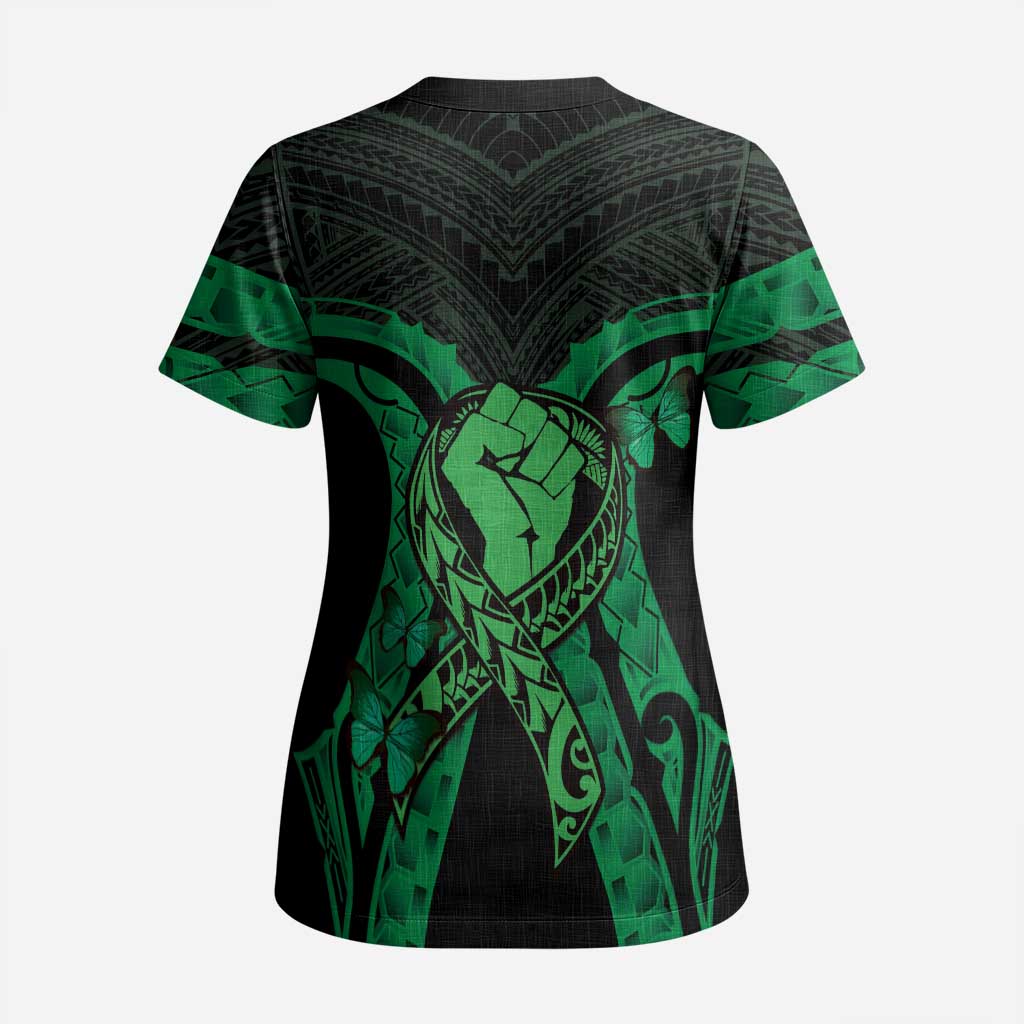 ADHD Awareness Month You Matter Scrub Top Green Polynesian Ribbon - Polynesian Pride