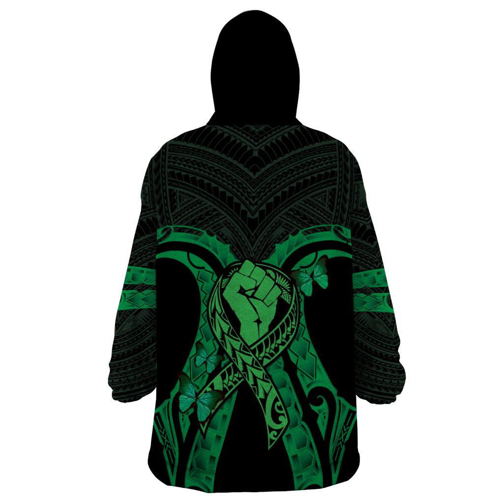ADHD Awareness Month You Matter Wearable Blanket Hoodie Green Polynesian Ribbon
