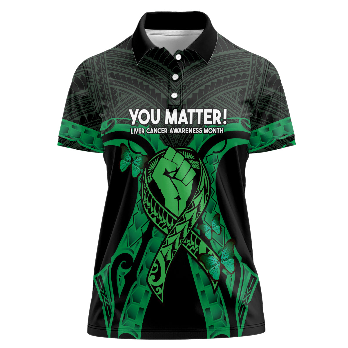 ADHD Awareness Month You Matter Women Polo Shirt Green Polynesian Ribbon LT14 Female Green - Polynesian Pride