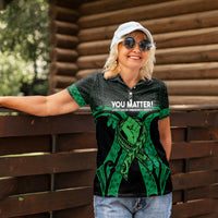 ADHD Awareness Month You Matter Women Polo Shirt Green Polynesian Ribbon LT14 - Polynesian Pride
