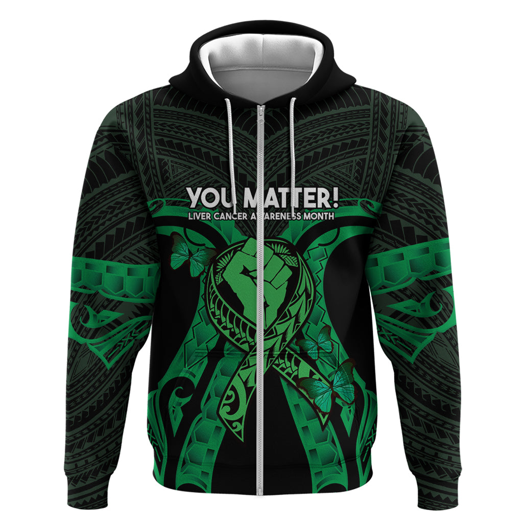 ADHD Awareness Month You Matter Zip Hoodie Green Polynesian Ribbon