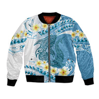 Blue Hawaii Shark Tattoo Bomber Jacket Frangipani With Polynesian Pastel Version