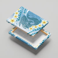 Blue Hawaii Shark Tattoo Canvas Wall Art Frangipani With Polynesian Pastel Version