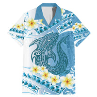 Blue Hawaii Shark Tattoo Family Matching Mermaid Dress and Hawaiian Shirt Frangipani With Polynesian Pastel Version
