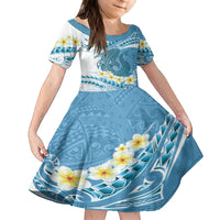 Blue Hawaii Shark Tattoo Family Matching Off Shoulder Maxi Dress and Hawaiian Shirt Frangipani With Polynesian Pastel Version