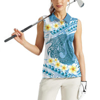 Blue Hawaii Shark Tattoo Women Sleeveless Polo Shirt Frangipani With Polynesian Pastel Version