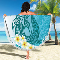 Turquoise Hawaii Shark Tattoo Beach Blanket Frangipani With Polynesian Pastel Version