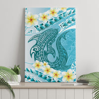Turquoise Hawaii Shark Tattoo Canvas Wall Art Frangipani With Polynesian Pastel Version