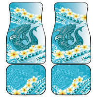 Turquoise Hawaii Shark Tattoo Car Mats Frangipani With Polynesian Pastel Version
