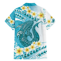 Turquoise Hawaii Shark Tattoo Family Matching Mermaid Dress and Hawaiian Shirt Frangipani With Polynesian Pastel Version