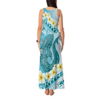 Turquoise Hawaii Shark Tattoo Tank Maxi Dress Frangipani With Polynesian Pastel Version