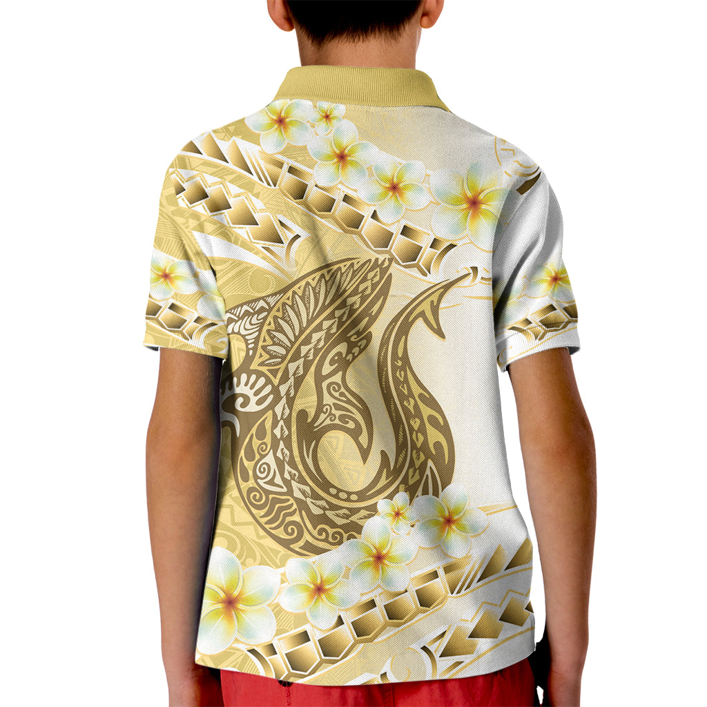 Gold Hawaii Shark Tattoo Kid Polo Shirt Frangipani With Polynesian Pastel Version