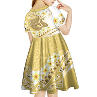 Gold Hawaii Shark Tattoo Kid Short Sleeve Dress Frangipani With Polynesian Pastel Version