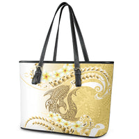 Gold Hawaii Shark Tattoo Leather Tote Bag Frangipani With Polynesian Pastel Version