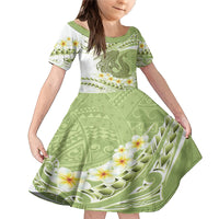 Green Hawaii Shark Tattoo Family Matching Mermaid Dress and Hawaiian Shirt Frangipani With Polynesian Pastel Version
