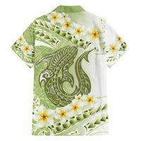Green Hawaii Shark Tattoo Family Matching Summer Maxi Dress and Hawaiian Shirt Frangipani With Polynesian Pastel Version