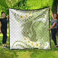 Green Hawaii Shark Tattoo Quilt Frangipani With Polynesian Pastel Version