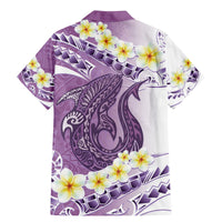 Purple Hawaii Shark Tattoo Family Matching Mermaid Dress and Hawaiian Shirt Frangipani With Polynesian Pastel Version