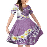 Purple Hawaii Shark Tattoo Family Matching Off Shoulder Short Dress and Hawaiian Shirt Frangipani With Polynesian Pastel Version