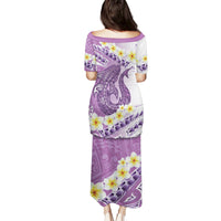 Purple Hawaii Shark Tattoo Puletasi Frangipani With Polynesian Pastel Version