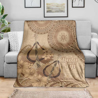 Brown Bula Fiji Blanket Fijian Dance Fan Tapa Cloth Pattern